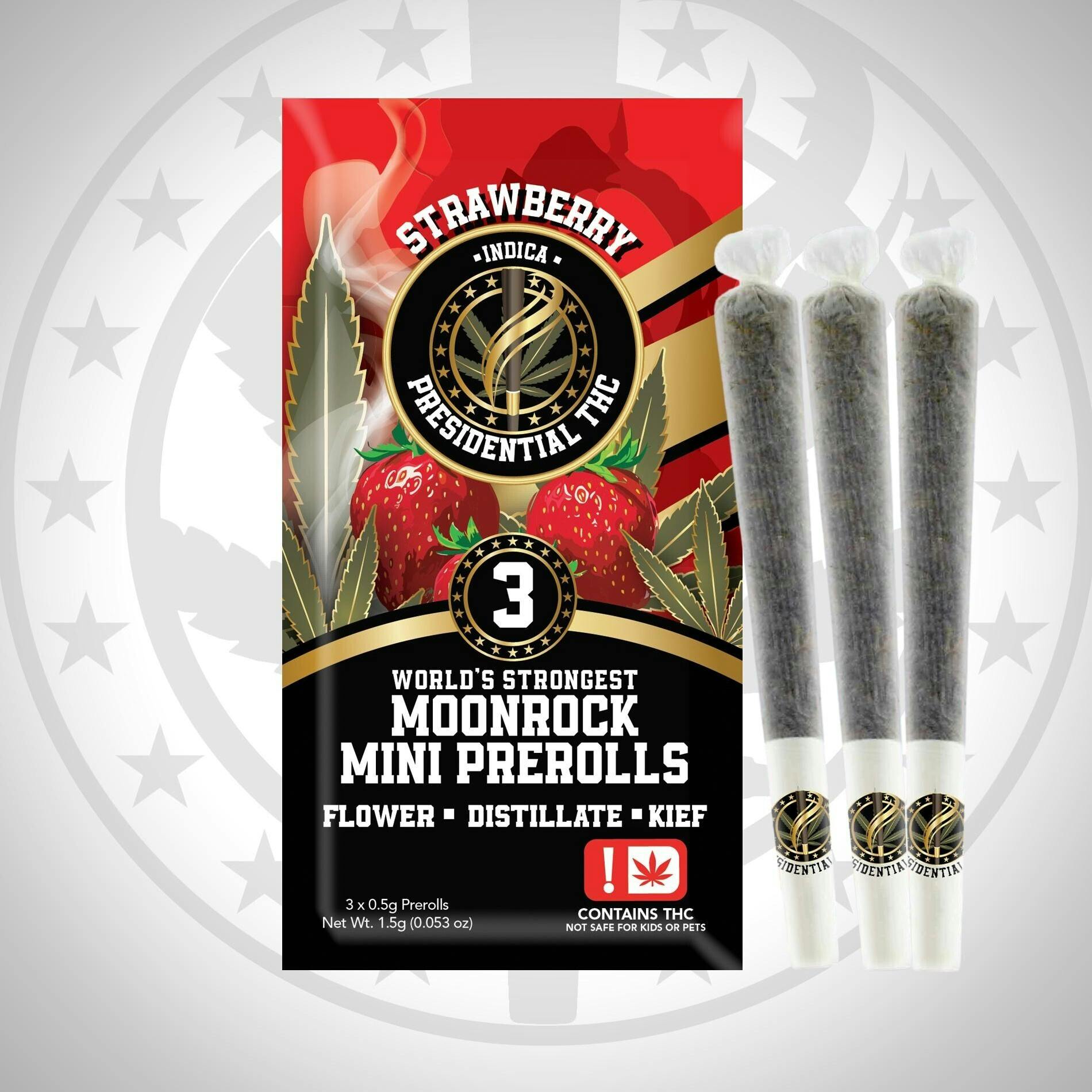 Presidential Mini Pre Rolls - Strawberry (I) - 1.5g Moon Rock Infused Pre Rolls (3ct)