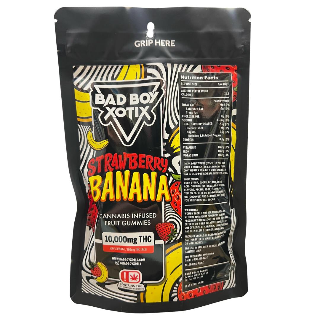 Bad Boy Xotix - Strawberry & Banana - 10,000mg Gummies (50ct)