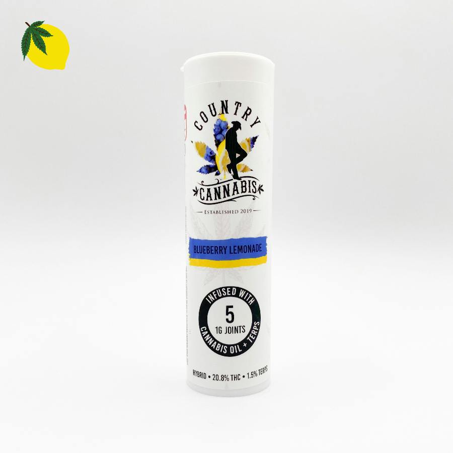 Country Cannabis - Blueberry Lemonade (H) - 5 Pack (1g) Infused Pre Rolls