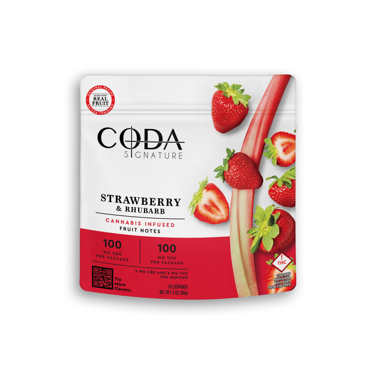 (MED) CODA - STRAWBERRY & RHUBARB THC:CBD - 1:1 - FRUIT NOTES - 400MG