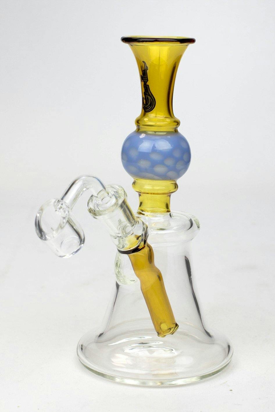7" Genie hand bell fixed stem dab rig - Gold