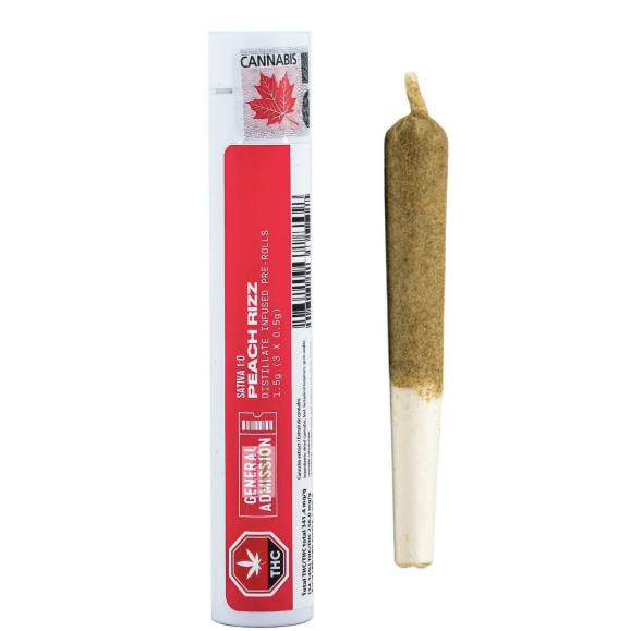General Admission - Peach Ringz Distillate Infused Pre-Roll - 1x1g
