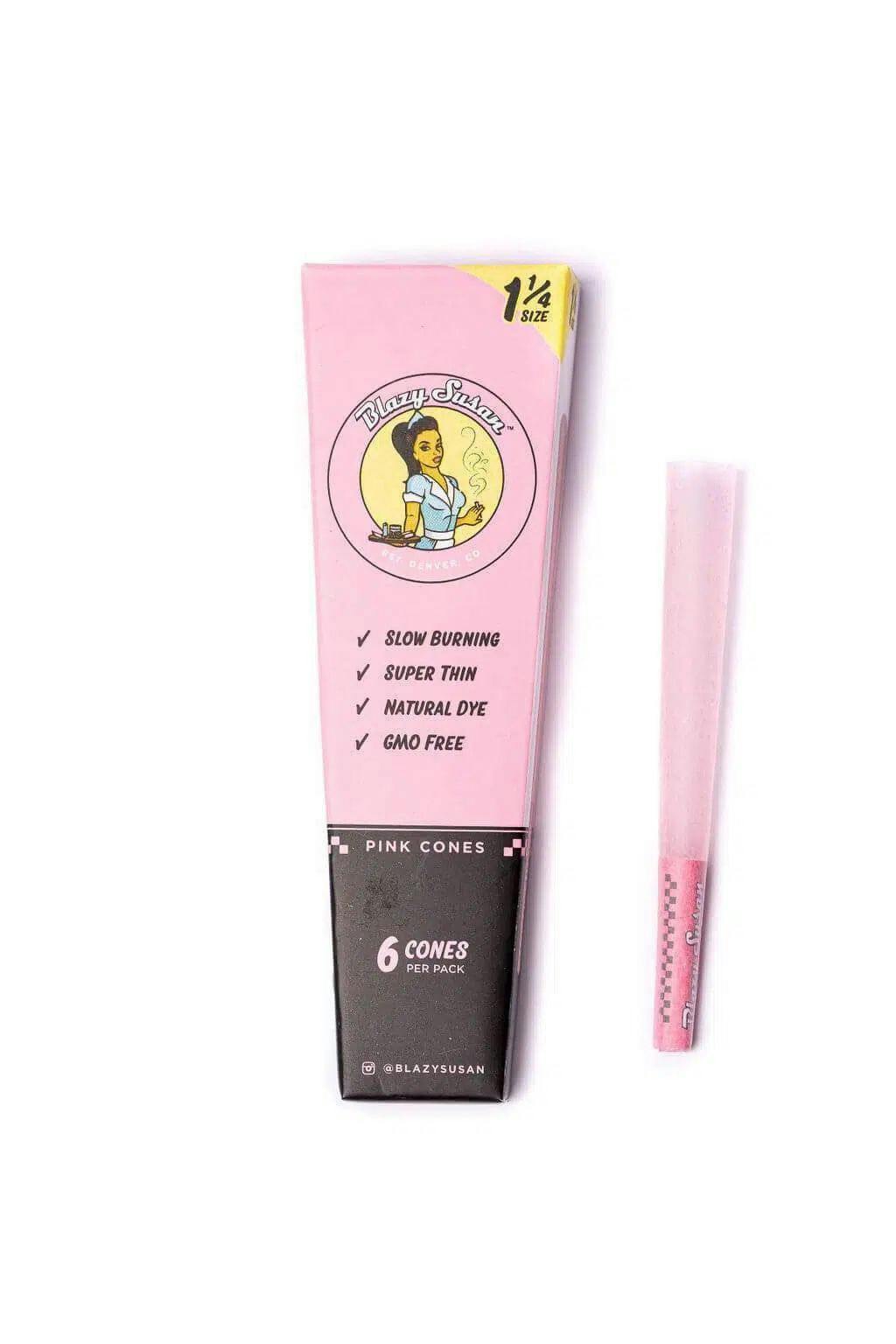 BLAZY SUSAN 1 1/4 PINK CONES 6PK