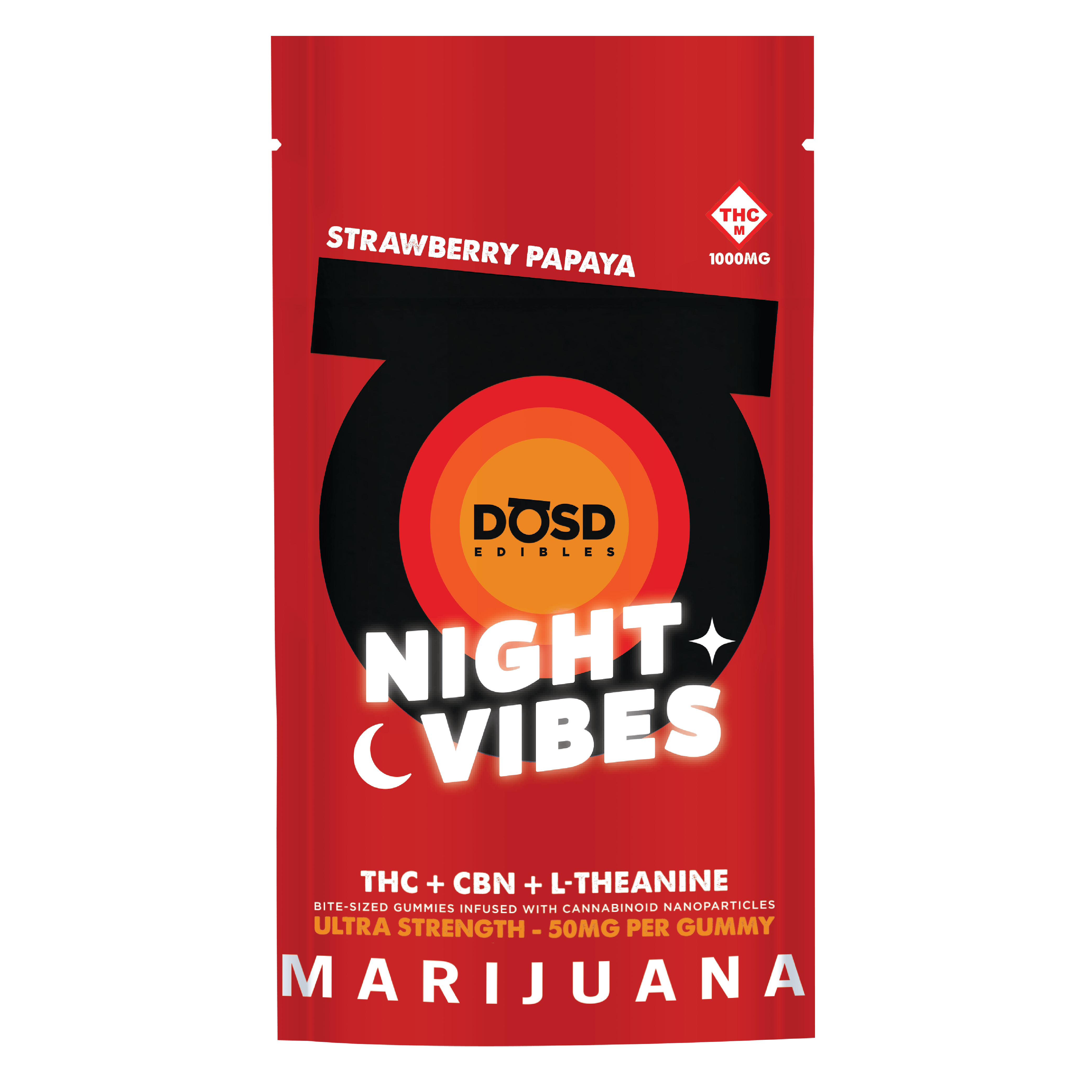 1000MG STRAWBERRY PAPAYA NIGHT VIBES 1:5 (CBN:THC) NANO BITES