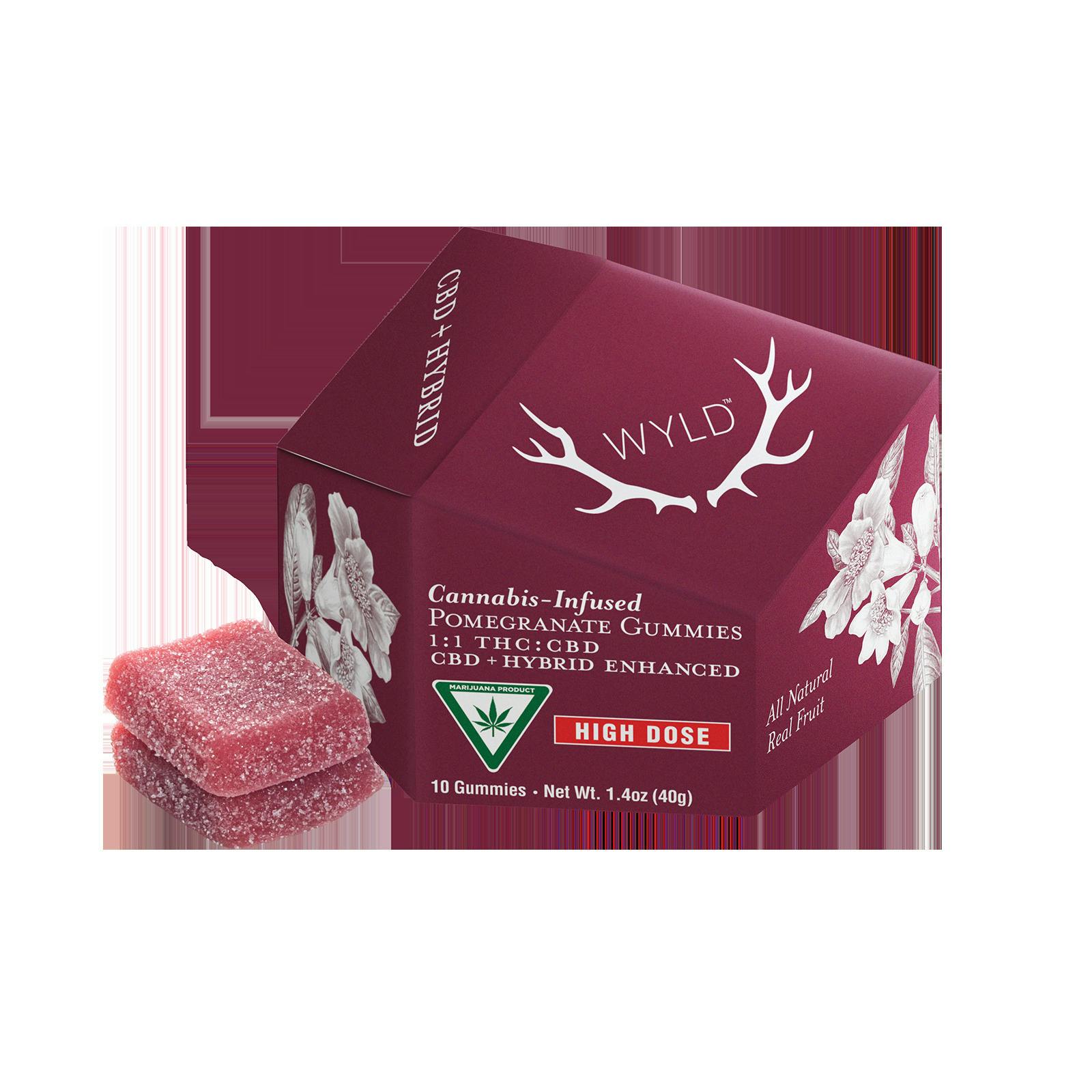 Pomegranate 1:1 CBD Gummies (200mg THC/200mg CBD, 10 Pack)