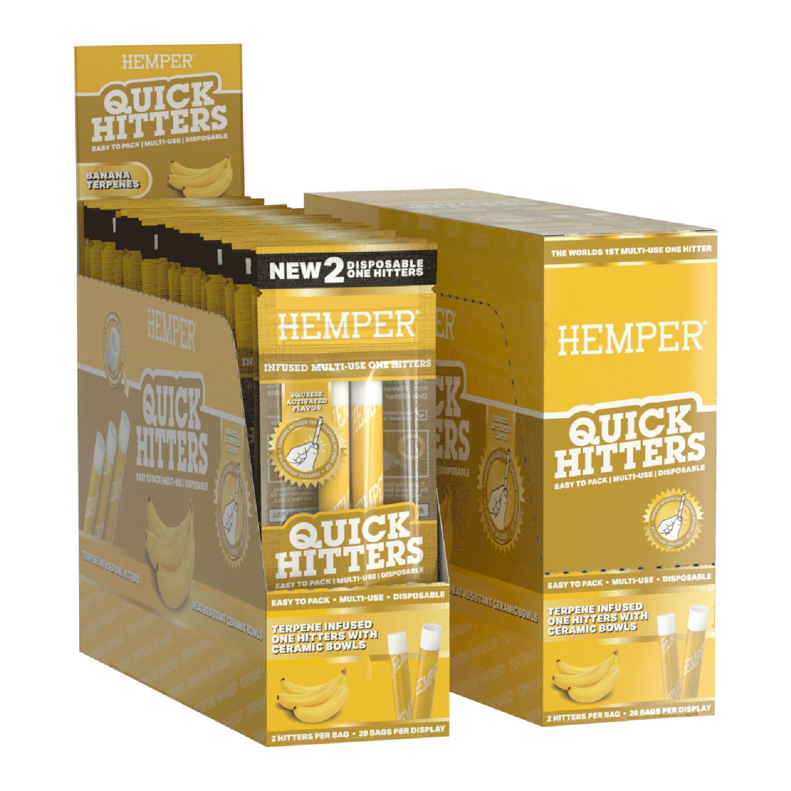 Hemper - Banana Quick Hitters 2PK - Disposable One Hitter - Banana