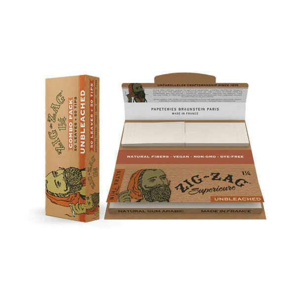 Zig-Zag - Combo Pack 1 1/4" Unbleached Carton, 50 Papers and Tips - Booklet