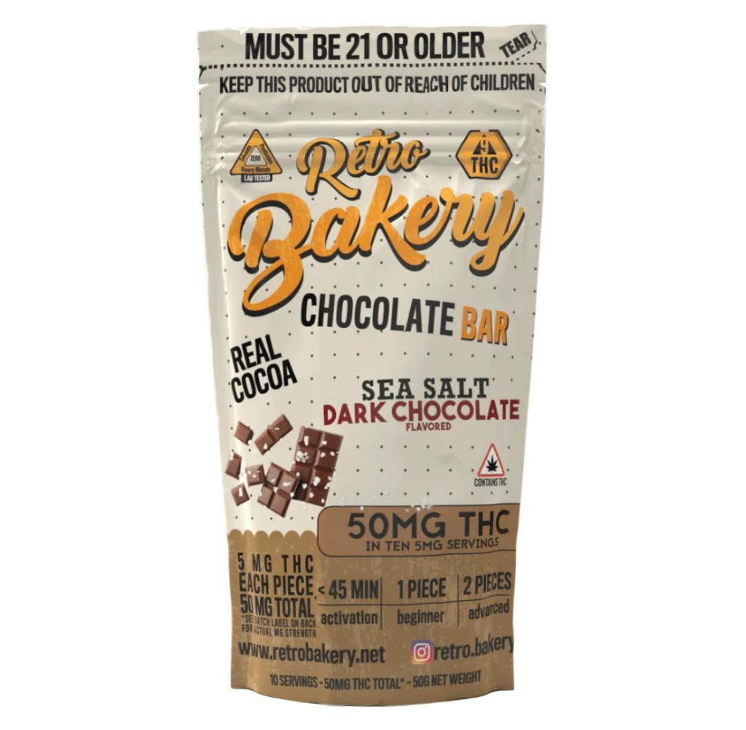 Retro Bakery - Dark Chocolate Sea Salt Bar - Single Bar