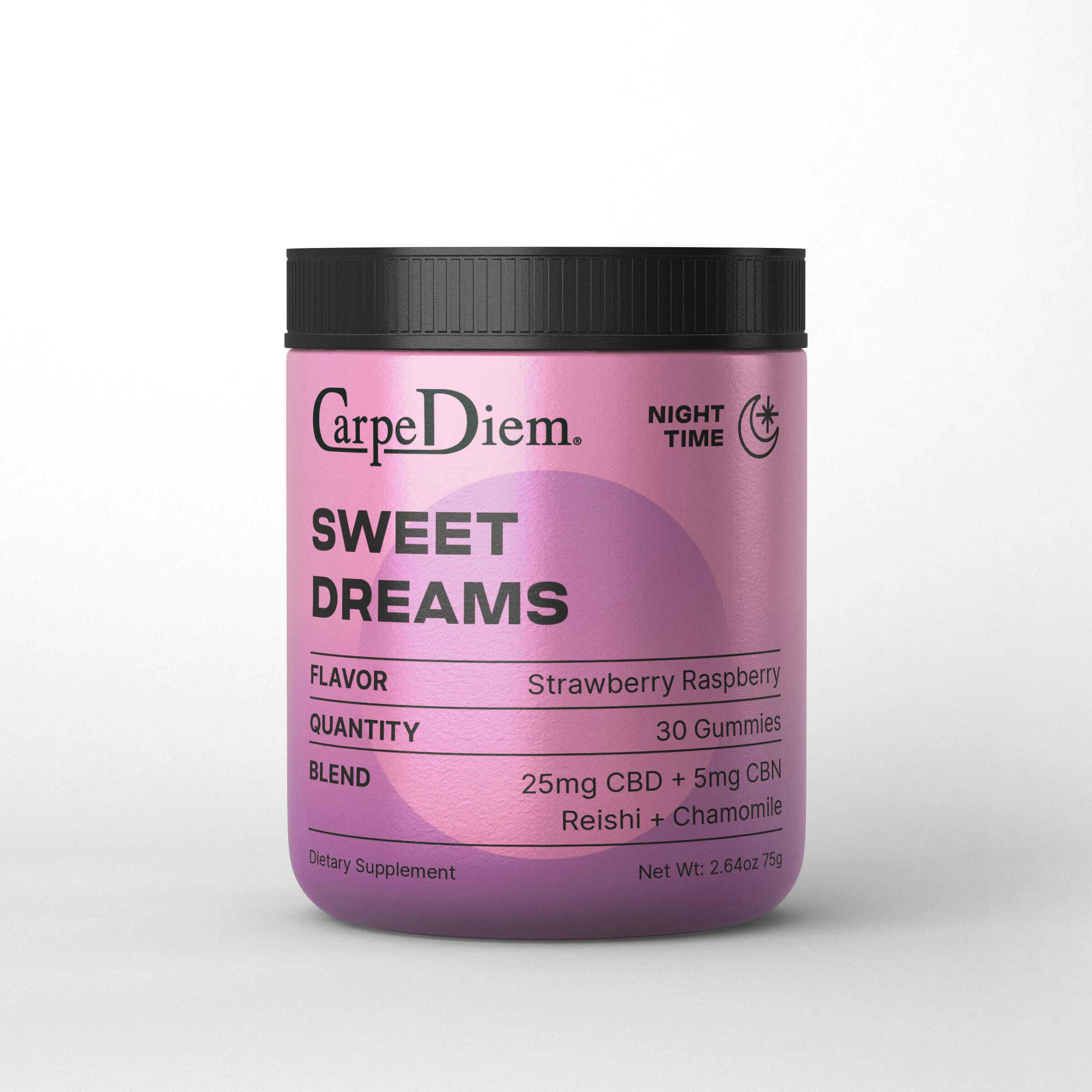 Carpe Diem - Night Time: Sweet Dreams Gummies - Strawberry Raspberry 30ct - Single Jar