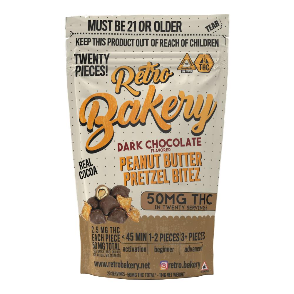 Retro Bakery - Dark Chocolate Covered Peanut Butter Pretzel Bites - Single Pack