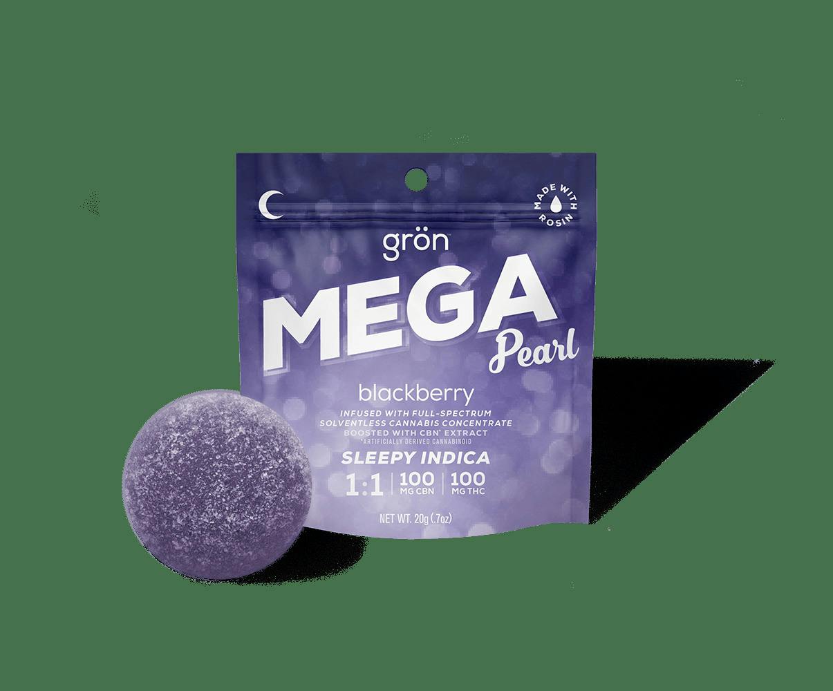 Gron Mega Blackberry Sleepy Indica 1:1 CBN:THC 1pk 100mg Gummy at The Flowery Dispensary Haverstraw