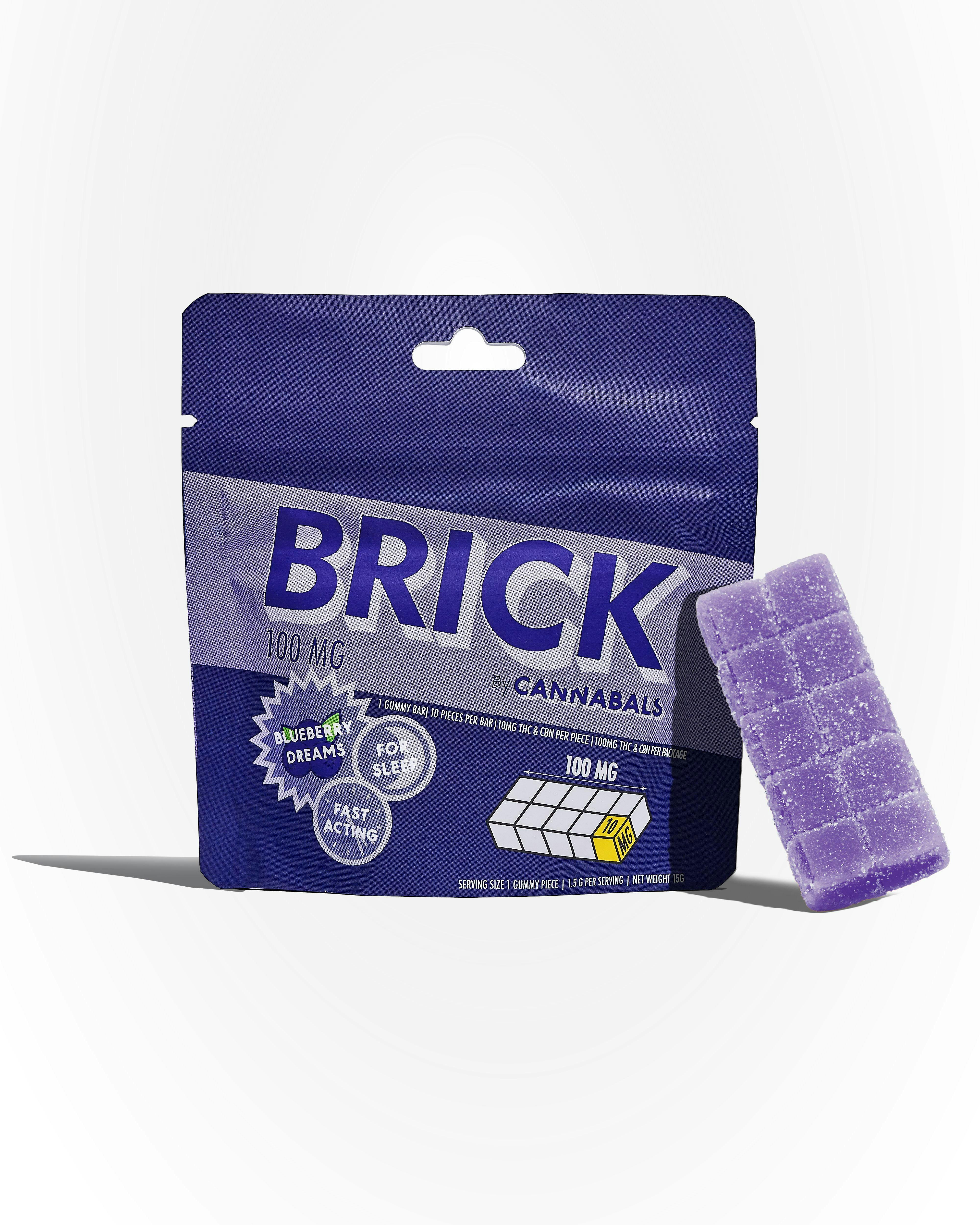 Cannabals Brick Blueberry Dreams 1:1 THC:CBN 1pk 100mg Gummies
