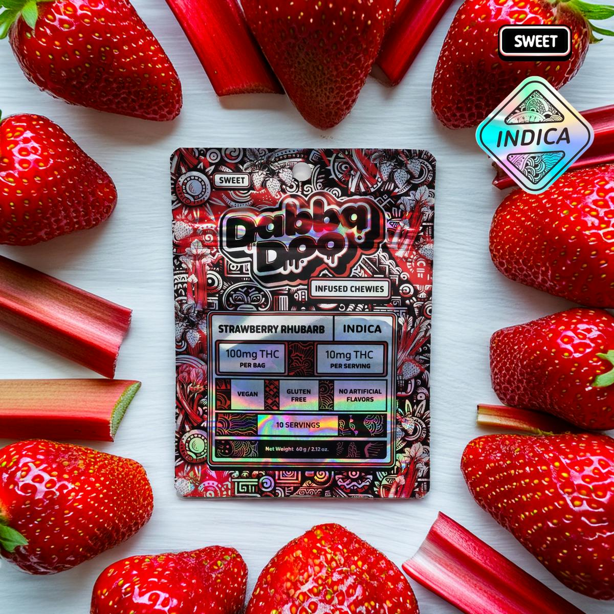 Indica Sweet Strawberry Rhubarb |100mg Dabba Doo Gummies