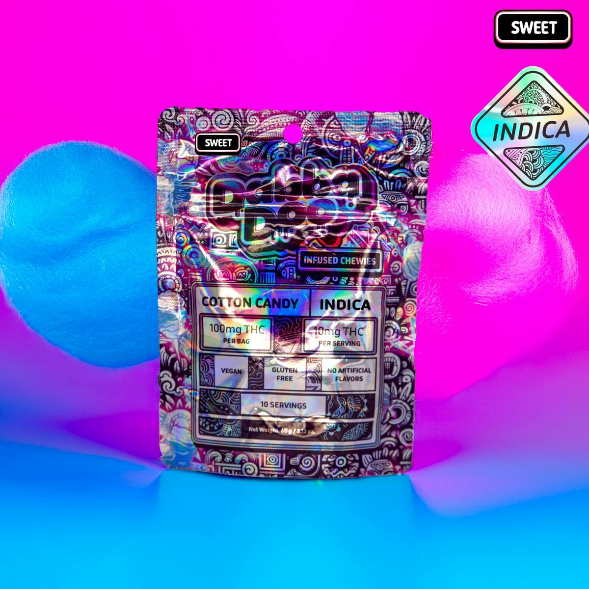 Indica Sweet Cotton Candy | 100mg | Dabba Doo Gummies