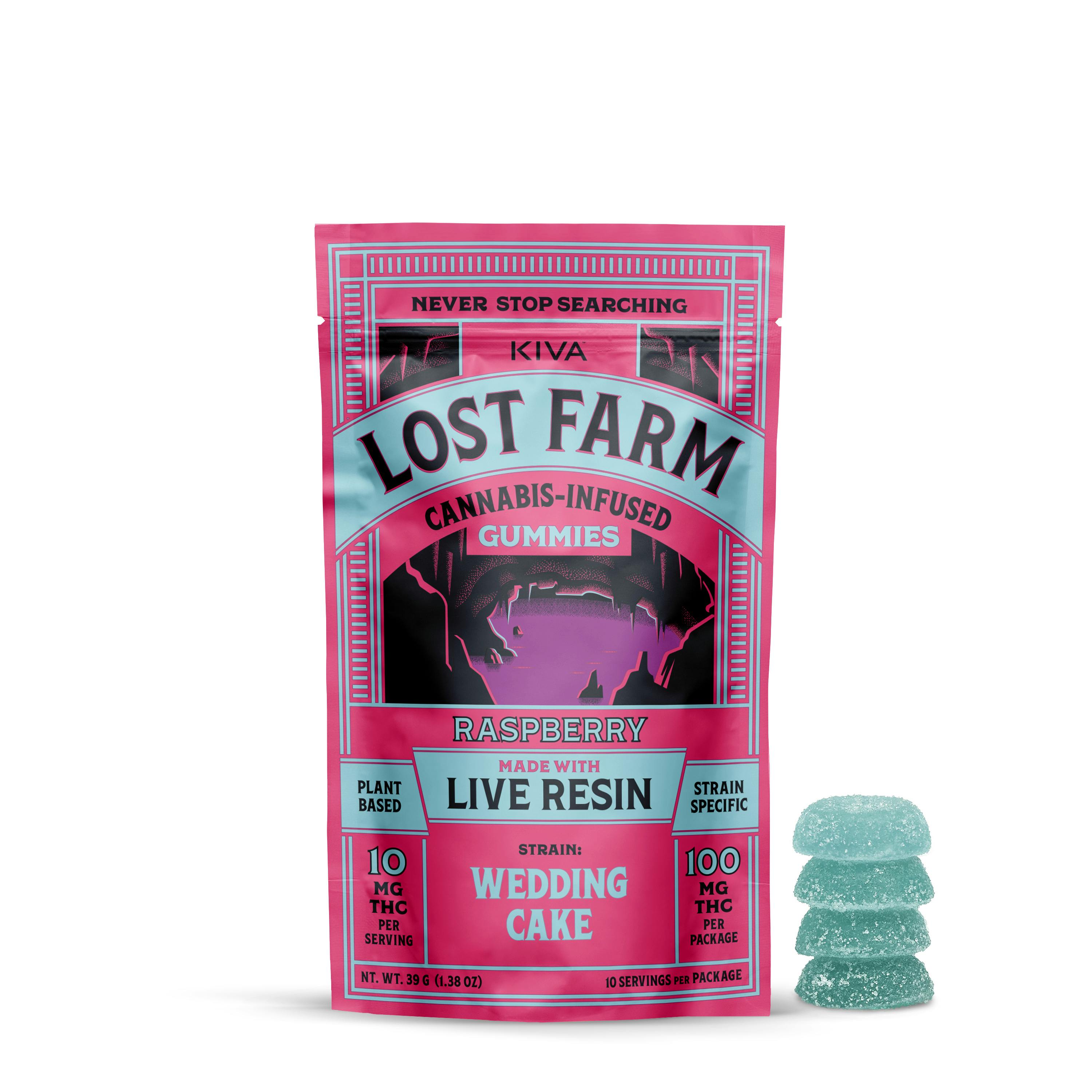 Lost Farm Live Resin Raspberry X Wedding Cake Gummies 100mg (10-Pack | 10mg Each)