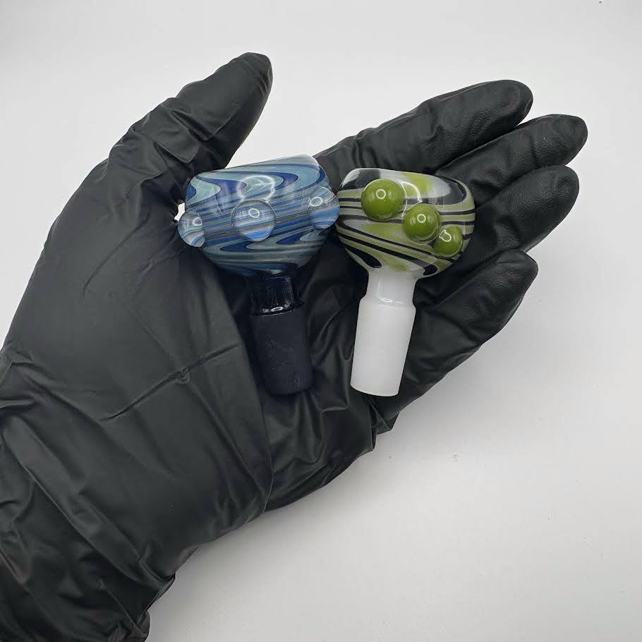 Bowl ~ 14mm Male Glass on Glass Colored Stem