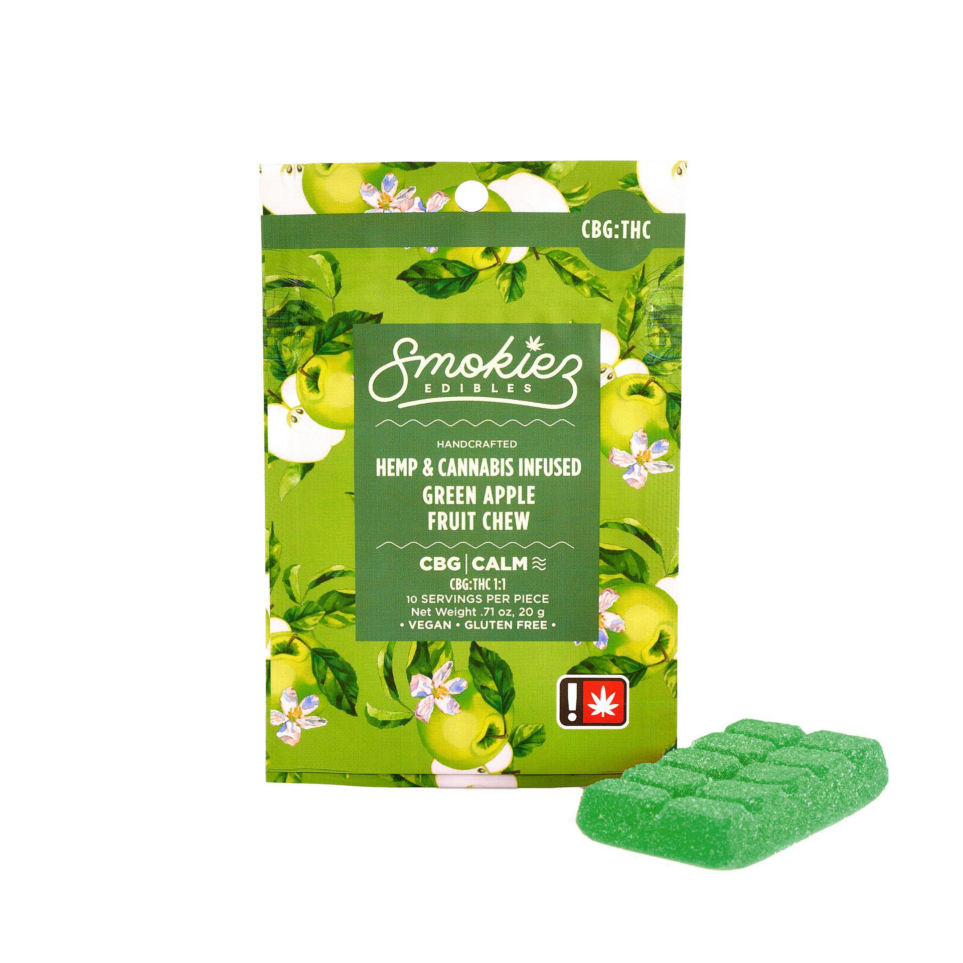 Gummy: ~ Smokiez ~ Single ~ Thg/ ~ Sour Green Apple ~ Green Leaf Special