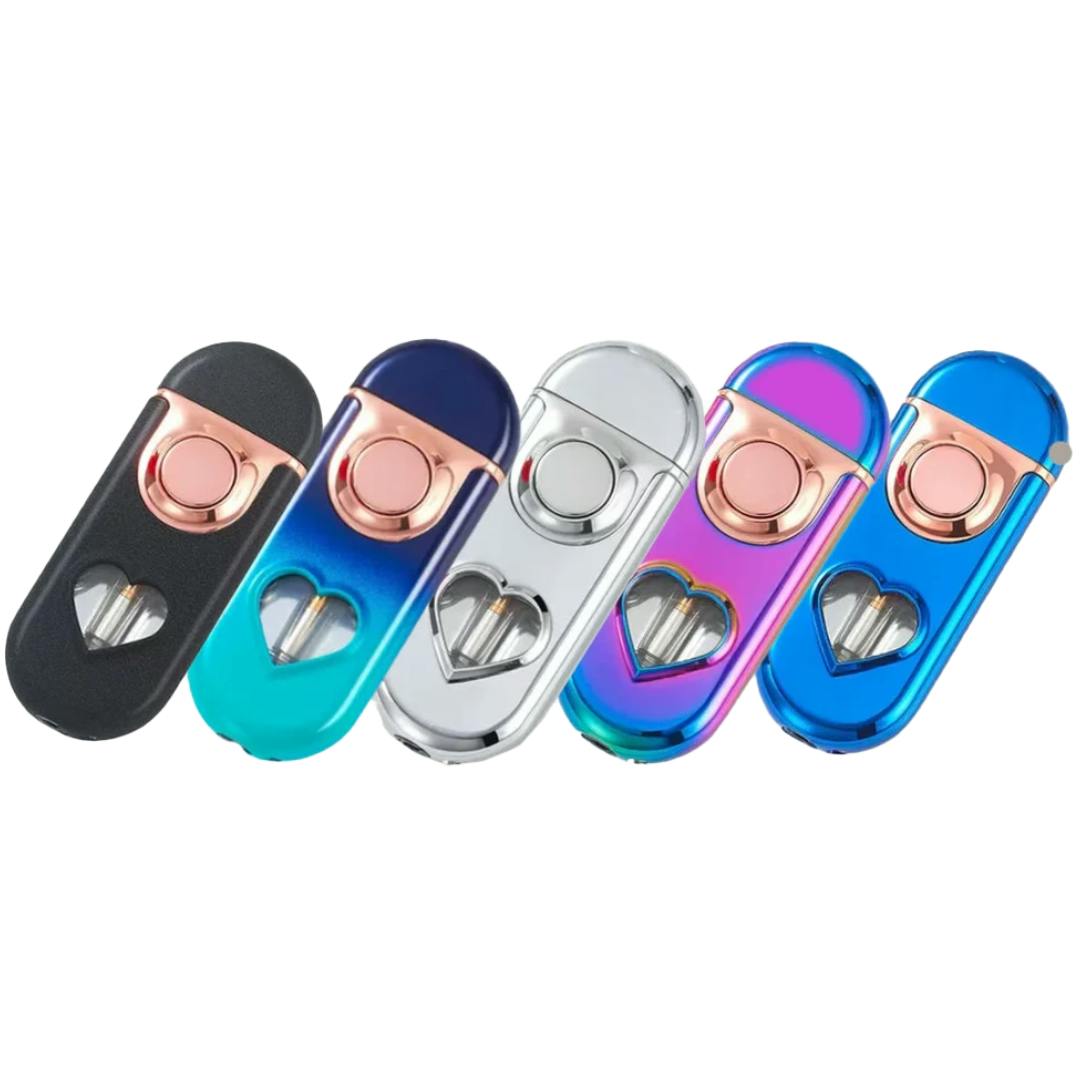 Lighter ~ Scorch Torch Oval Shaped See-Thru Heart ~ Torch & Flame Lighter