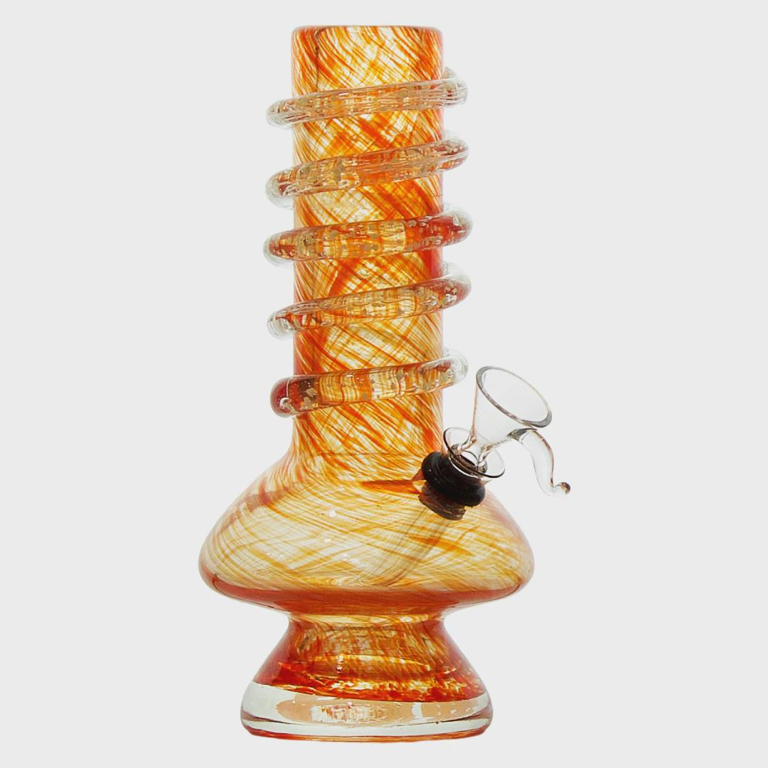 Bong ~ 8" Mushroom Base Glow in the Dark Soft Glass ~ Red