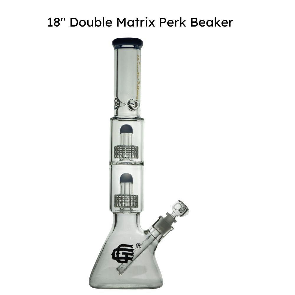 Bong ~ Crystal Glass ~ 18" Double Matrix Perk Beaker