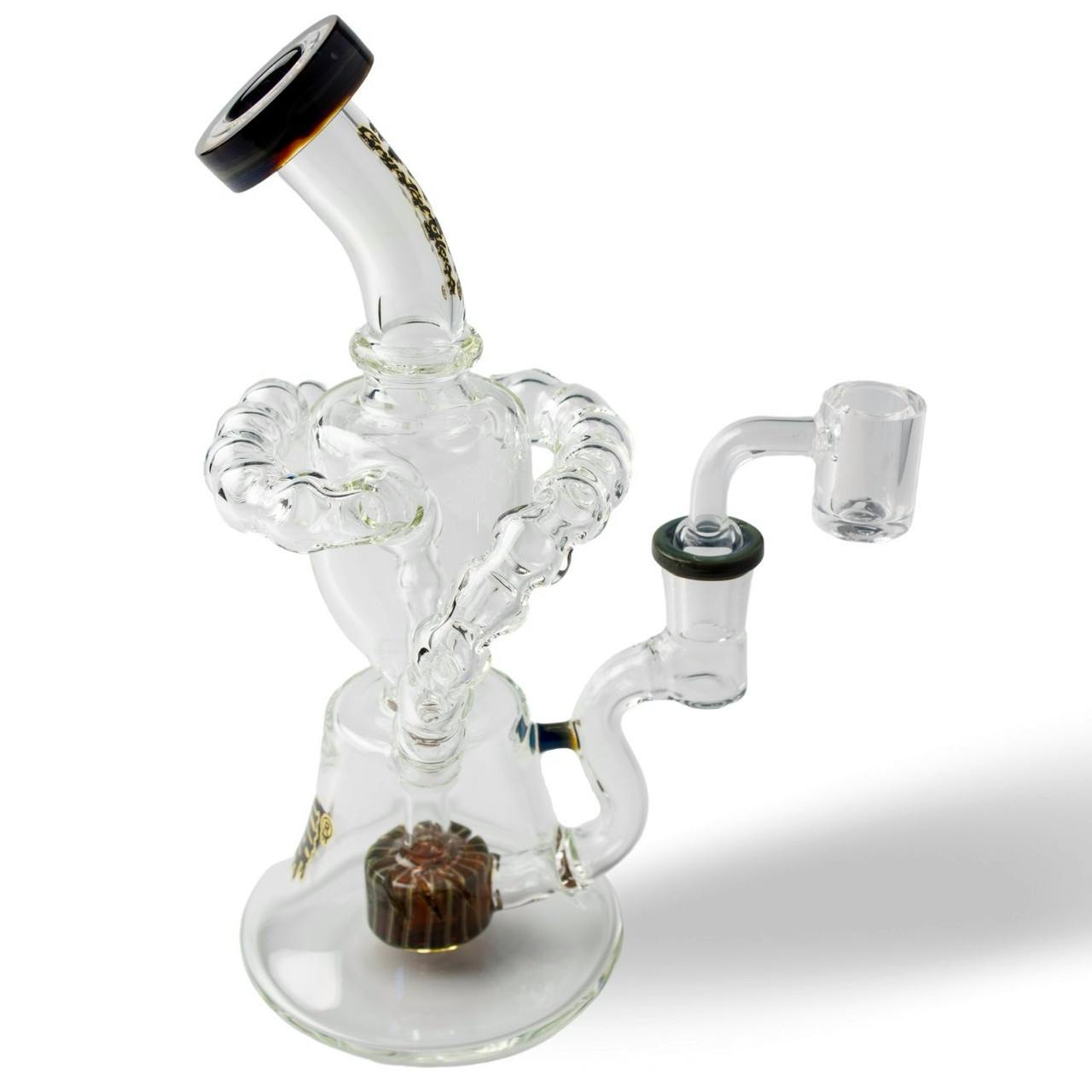 Bong ~ Crystal Glass ~ 8" Beaded Double Arm Recycler