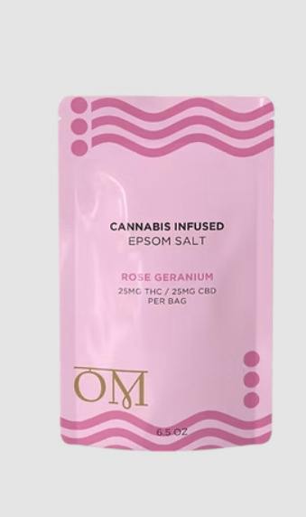 OM Rose Geranium Epsom Salt 1:1 THC:CBD 6.5oz 50mg