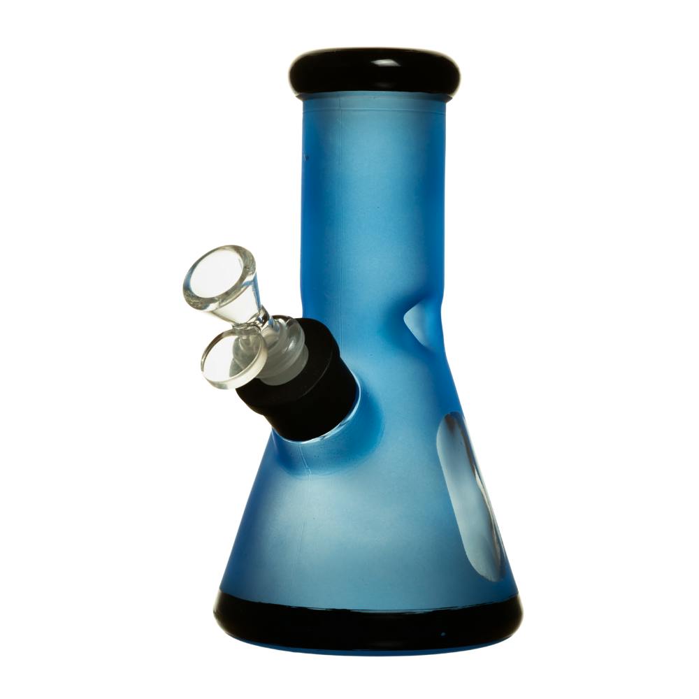 8" 7mm Frosted Glass Bong w/ Gift Box - Blue
