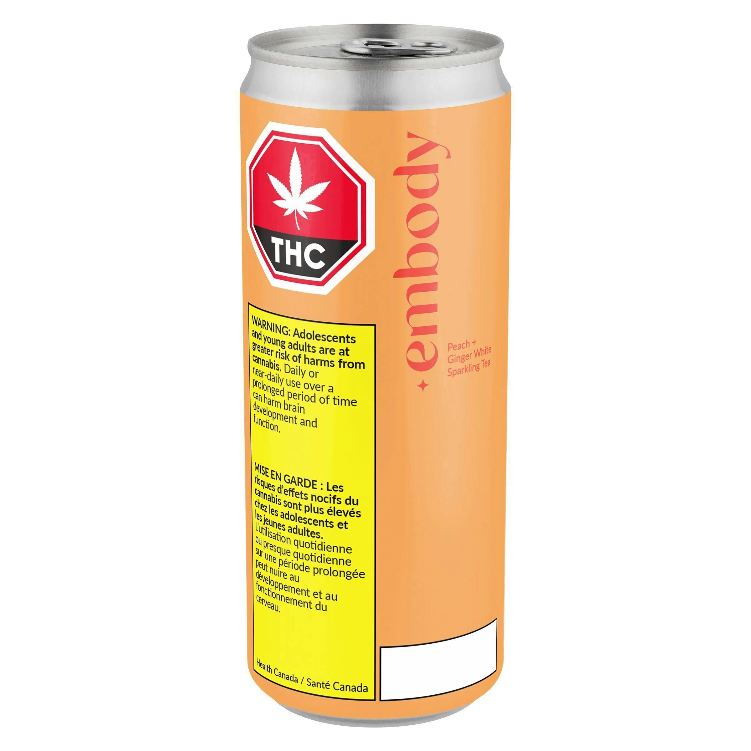 embody - Peach + Ginger White Sparkling Tea (40mg CBD), Low Sugar - 355ml