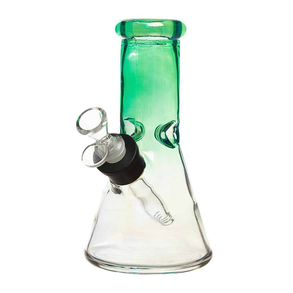 8" 7mm Rainbow Glass Bong w/ Gift Box (Green)