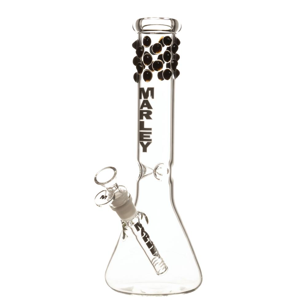 12" 5mm Marley Bubble Beads Beaker Bong (Black)