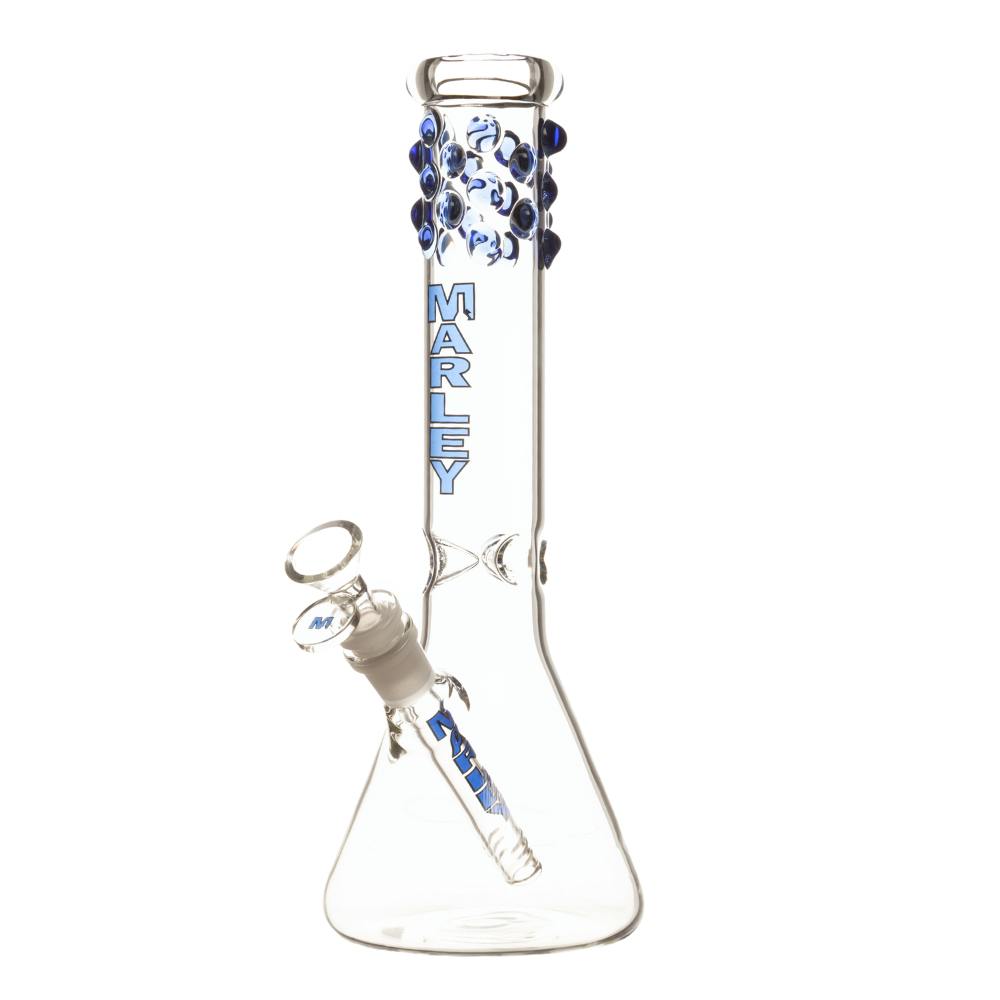 12" 5mm Marley Bubble Beads Beaker Bong (Blue)