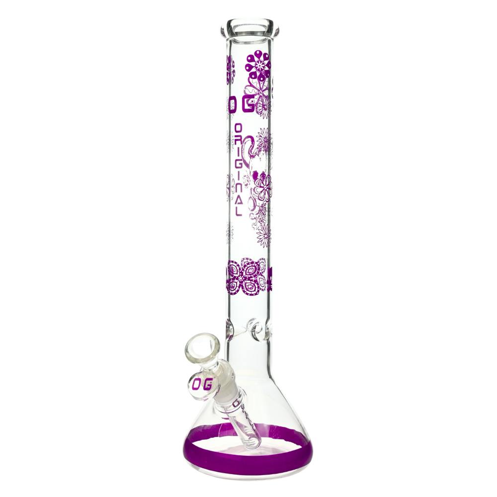 14" 5mm OG Original Glass Flower Pattern Beaker Bong