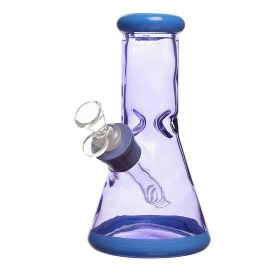 8" 7mm Clear Glass Bong (Blue)