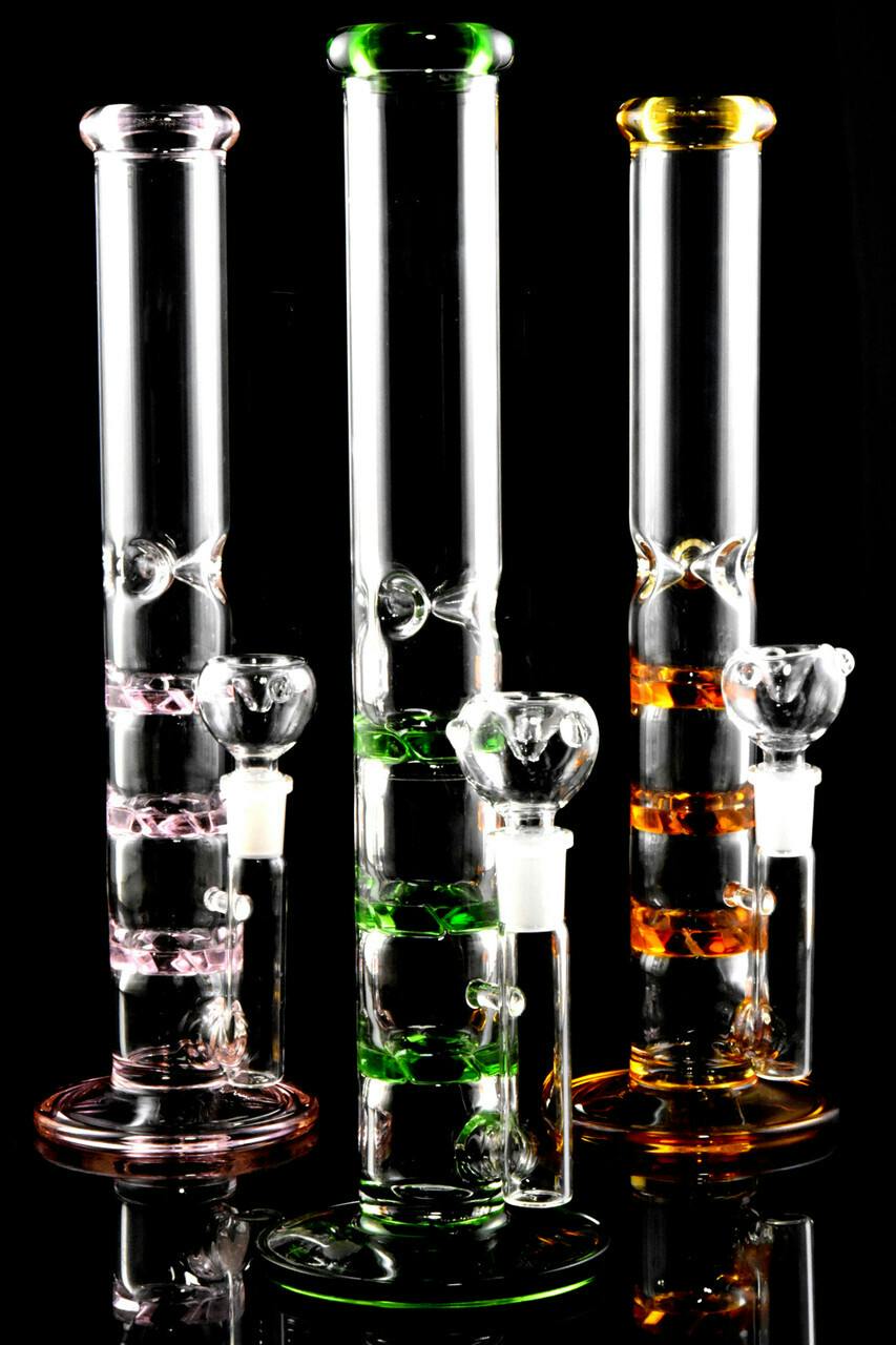 SPS | 12" Medium GoG Straight Shooter Water Pipe with Triple Vortex Percs