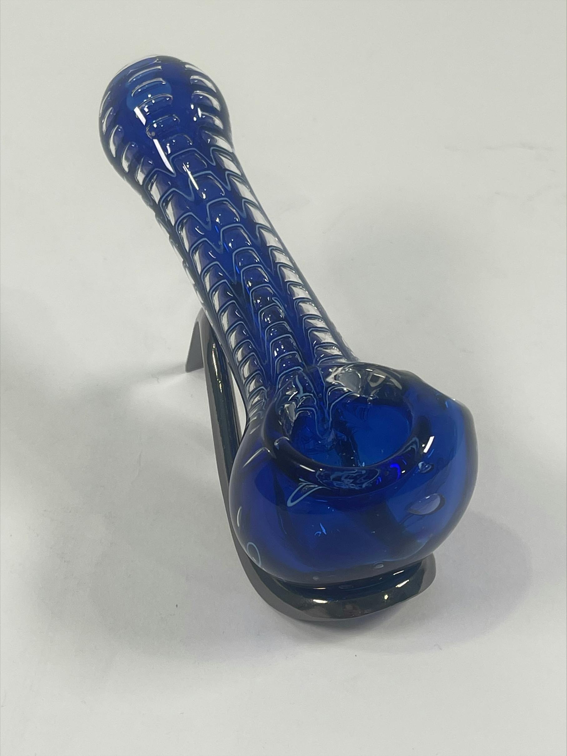 Bamboo Blaze - Glass 5 Inch Blue Double Blown Pipe