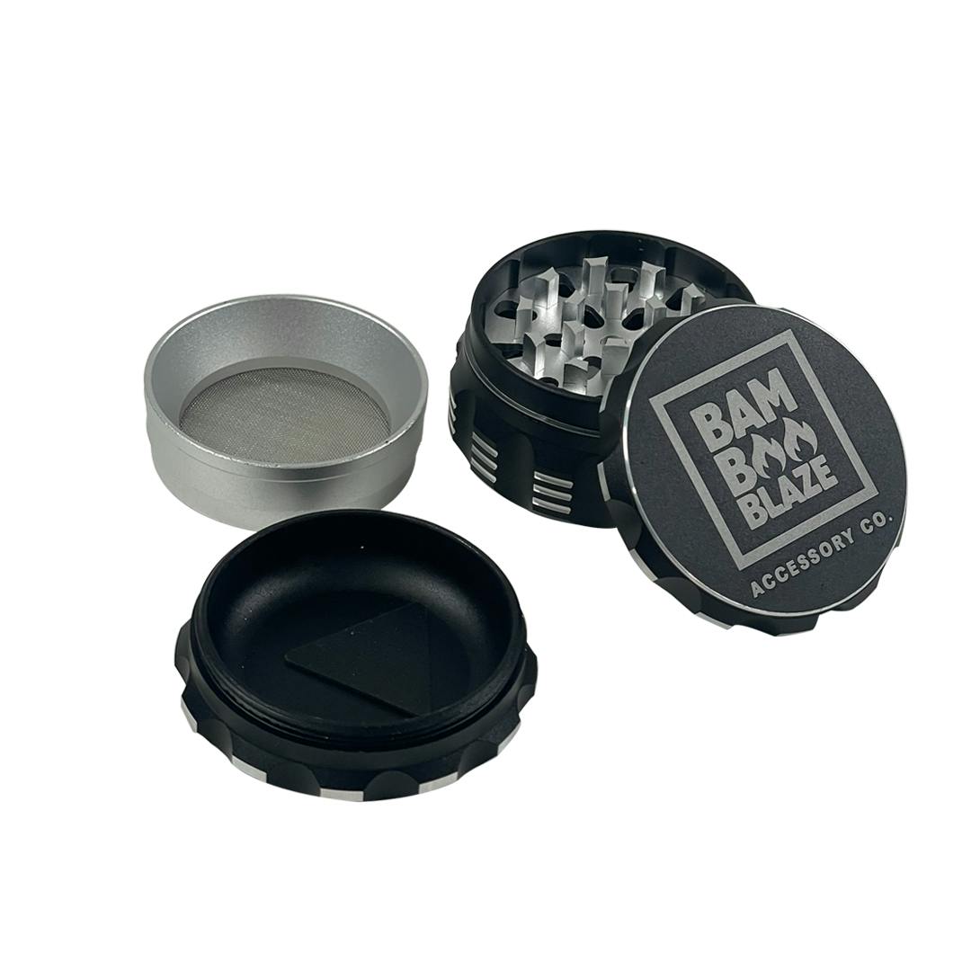 Bamboo Blaze - Indented 4-Piece Grinder - Black