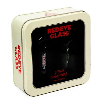 Red Eye Glass 3.75 Boo and Bae Spoon Pipes with Collectible Tin