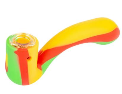 LIT Silicone Sherlock Hand Pipe with Glass Bowl Multiple Colours
