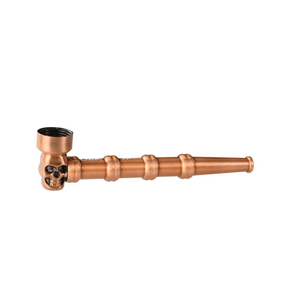 4.5" D&K Triple Ring Skull Etched Metal Pipe w/ Screens