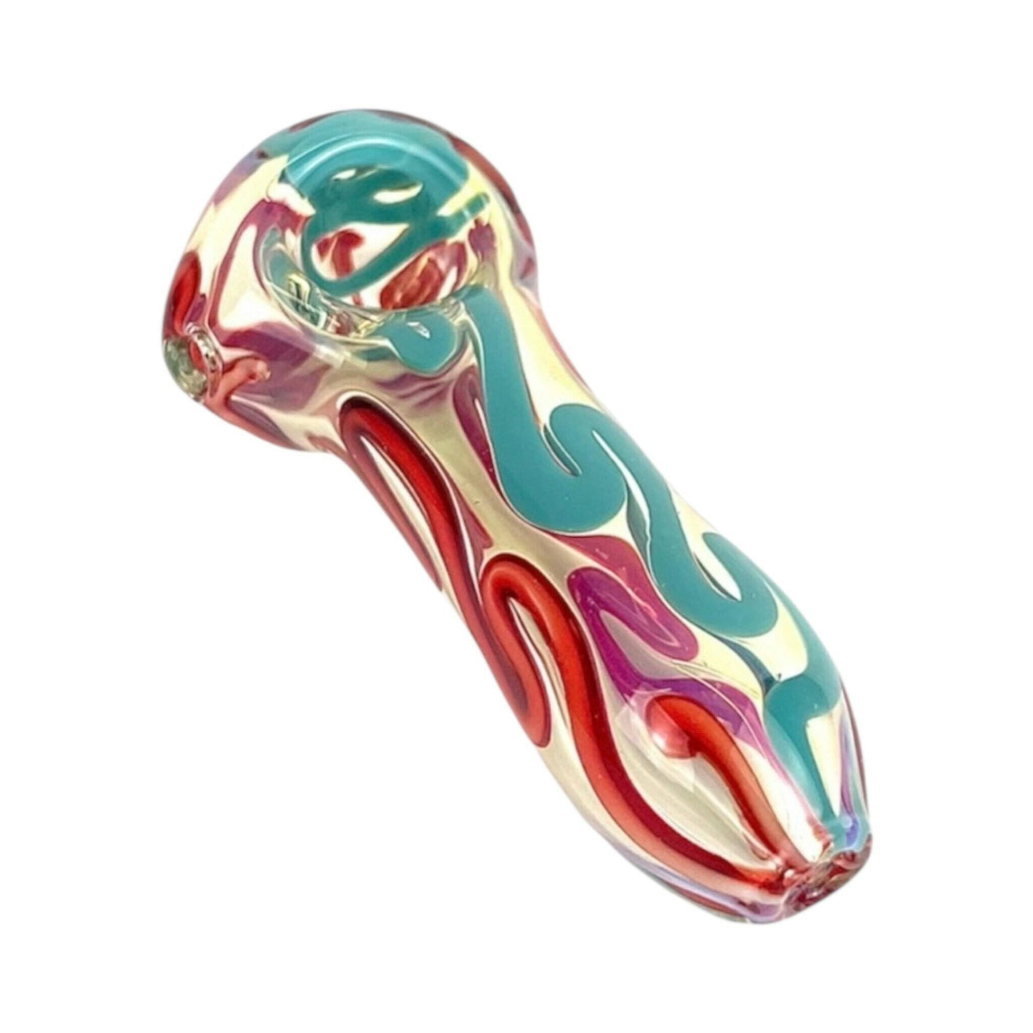 Handblown Teal/red Glass