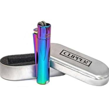 Clipper | Refillable Metal Lighter, Poker, and Case -ICY Rainbow