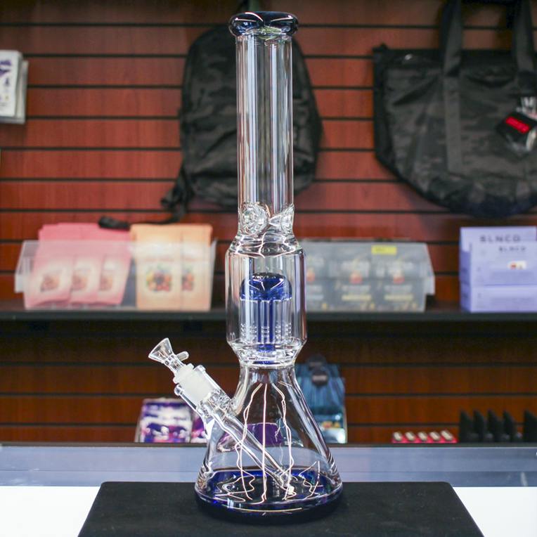 Dark Blue Large Glass Beaker Water Pipe with Tree Perc