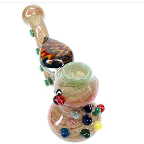 8" Unique Silver Fumed Raked Reverse Glass Hammer Bubbler