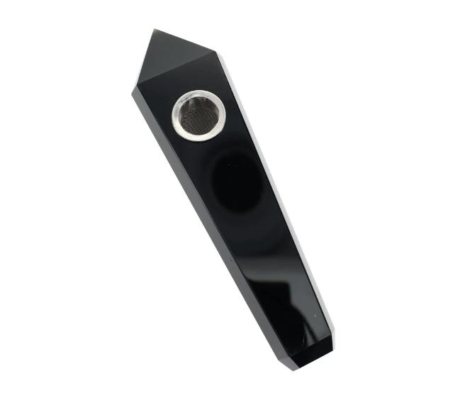 4" Gemstone Jewel Pipe - Obsidian