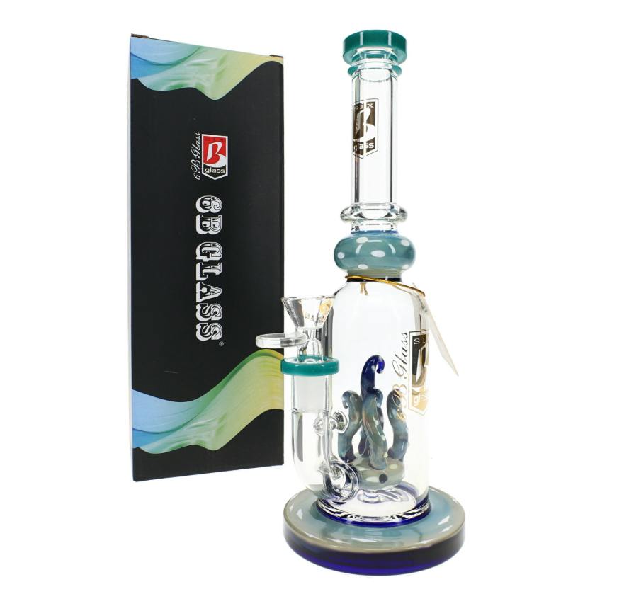 10.5" 6B Glass Silver Fumed Stemless Water Pipe