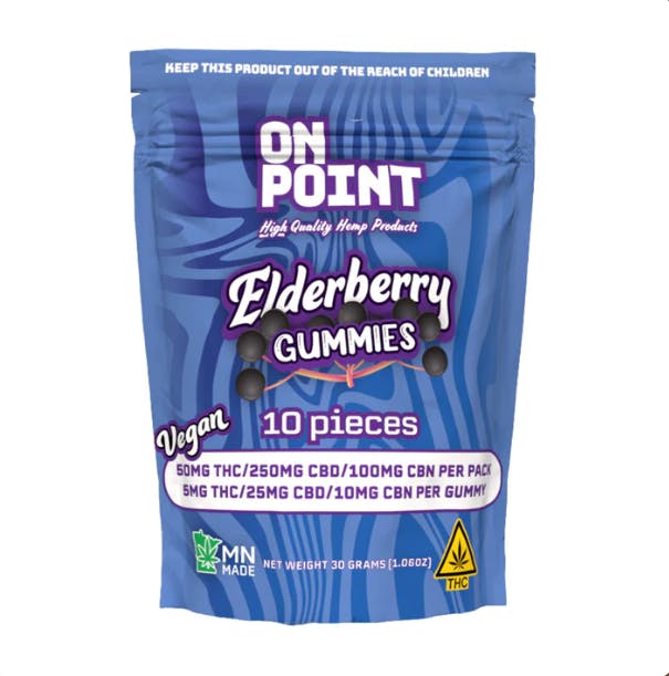 On Point | Gummies | Elderberry | 5 THC, 25 CBD, 10 CBN | 50mg at Anoka Cannabis Company