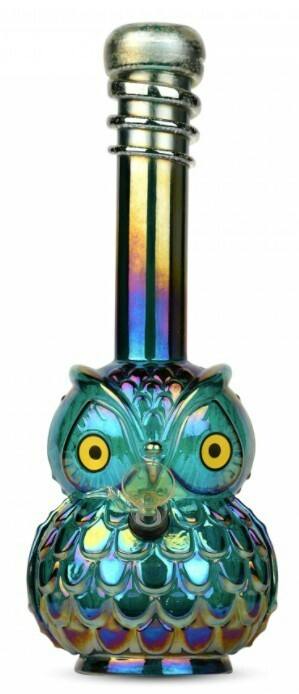 Retro Glass - 12" Platinum Metallic Owl Tube - Assorted Colours - RM66 - DISPLAY