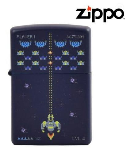 Zippo Lighter - Navy Matte Pixel Game Design - BRK-17