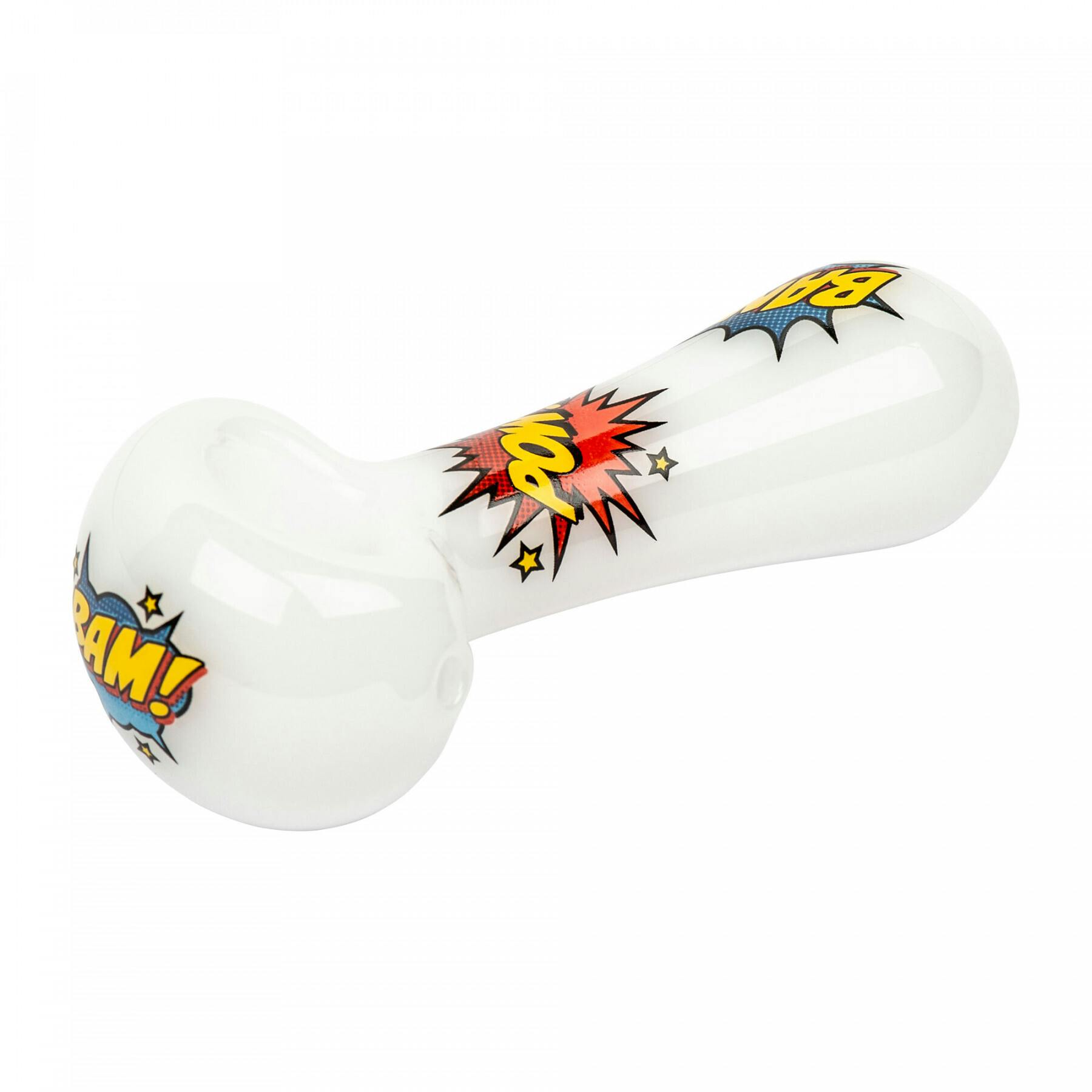 Red Eye Glass - 4" White Hero Hand Pipe - 2247W - DISPLAY
