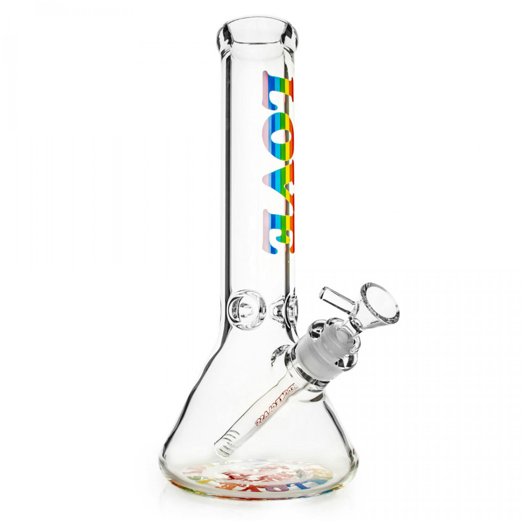 Red Eye Glass - 12" 7mm Thick Rainbow Love Beaker Base Water Pipe - DISPLAY